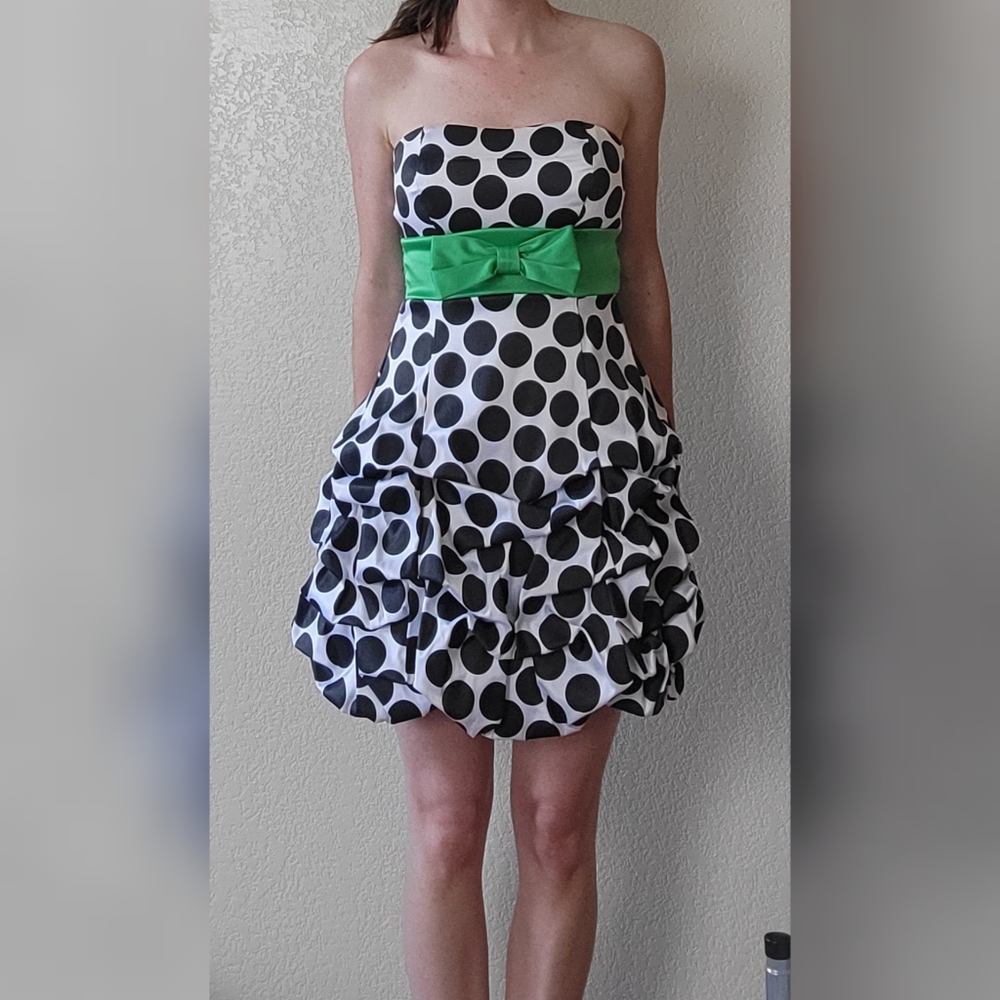 Strapless, polka dot, bubble dress
